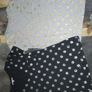 Lot of 2 short sleeve polka dot shirts